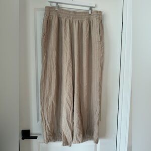 Ava & Viv Beige Pinstripe Linen Pants